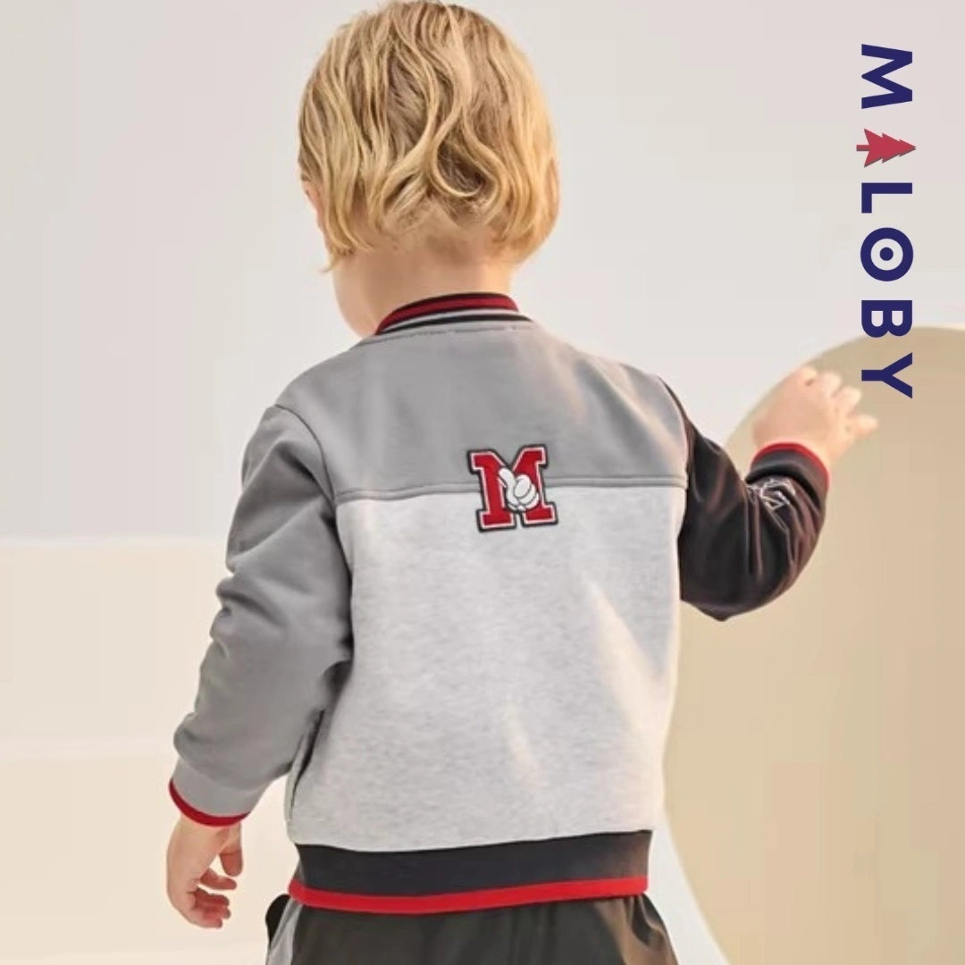Veste teddy colorblock Disney pour garçon, idéale pour les enfants en coton anti-allergique.