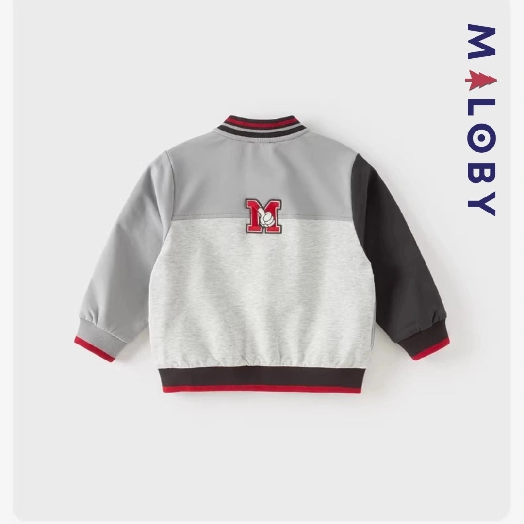 Veste teddy colorblock Disney pour garçon, idéale pour les enfants en coton anti-allergique.