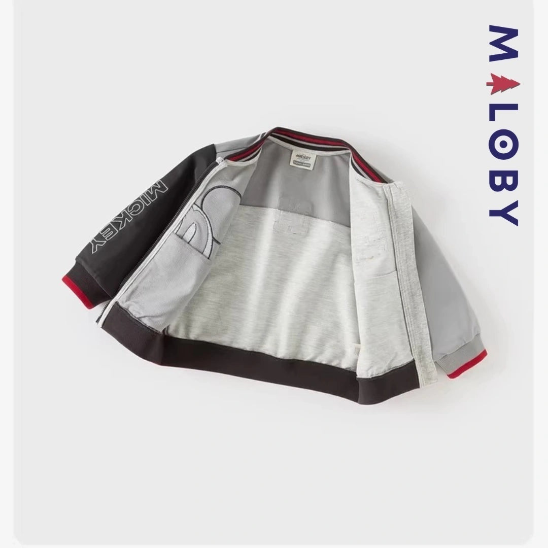 Veste teddy colorblock Disney pour garçon, idéale pour les enfants en coton anti-allergique.