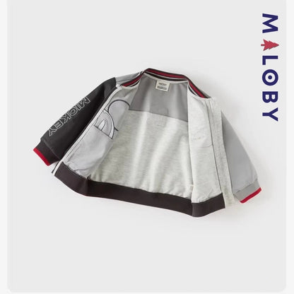 Veste teddy colorblock Disney pour garçon, idéale pour les enfants en coton anti-allergique.