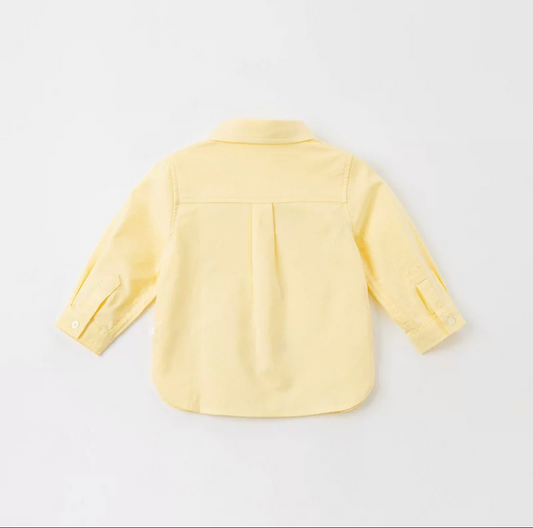 Chemise pour garçon à manches longues couleur Jaune -robes et ensembles pour filles, bébés et garcons - MALOBY