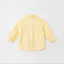 Charger l&#39;image dans la galerie, Chemise pour garçon à manches longues couleur Jaune -robes et ensembles pour filles, bébés et garcons - MALOBY
