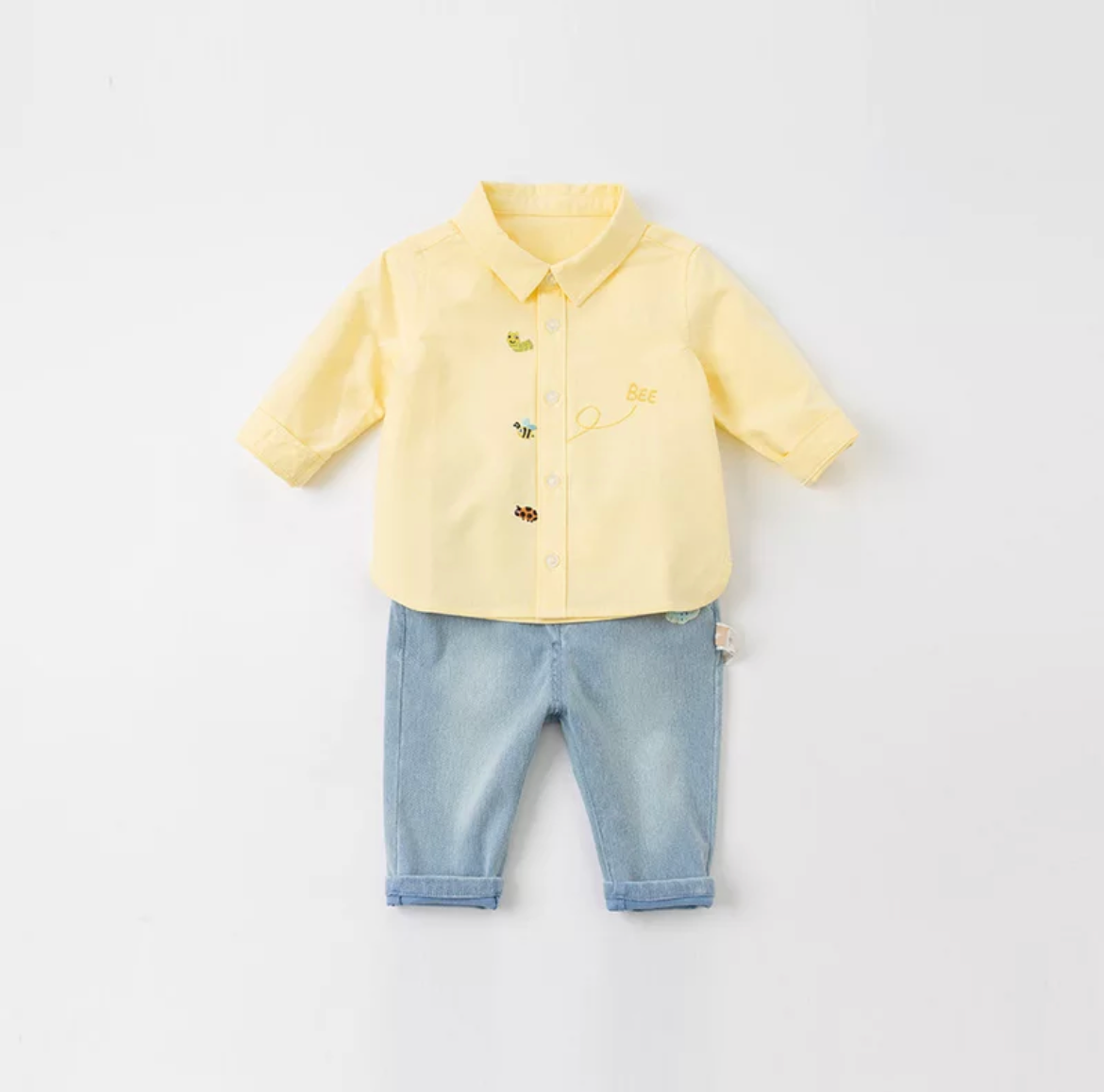 Chemise pour garçon à manches longues couleur Jaune -robes et ensembles pour filles, bébés et garcons - MALOBY