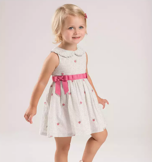 Robe à pois avec broderie Florale -robes et ensembles pour filles, bébés et garcons - MALOBY