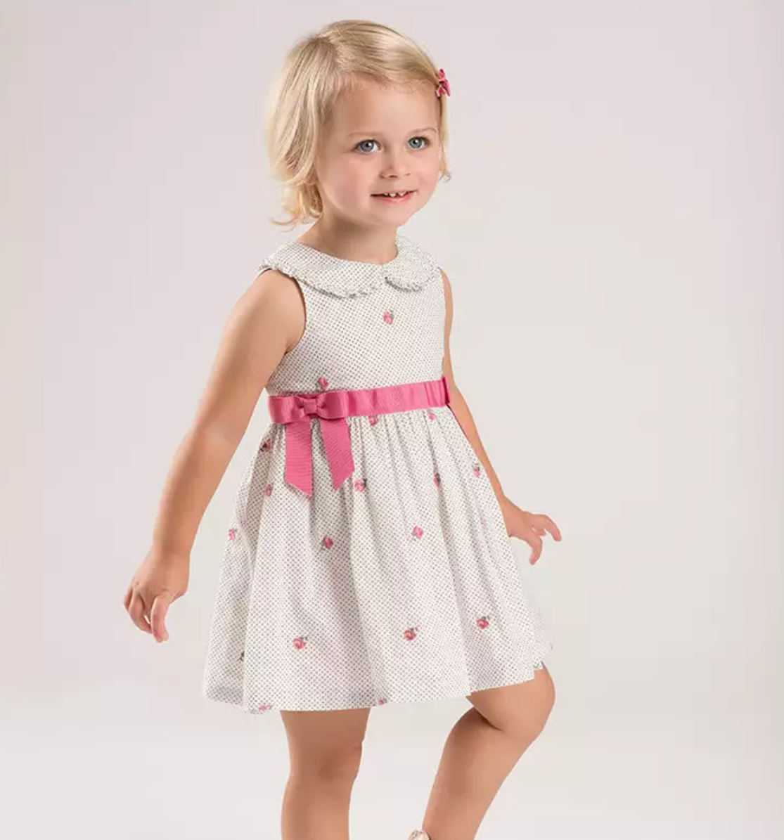 Robe à pois avec broderie Florale -robes et ensembles pour filles, bébés et garcons - MALOBY