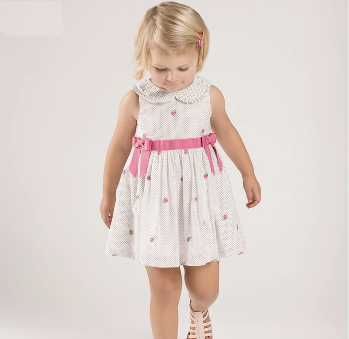 Robe à pois avec broderie Florale -robes et ensembles pour filles, bébés et garcons - MALOBY