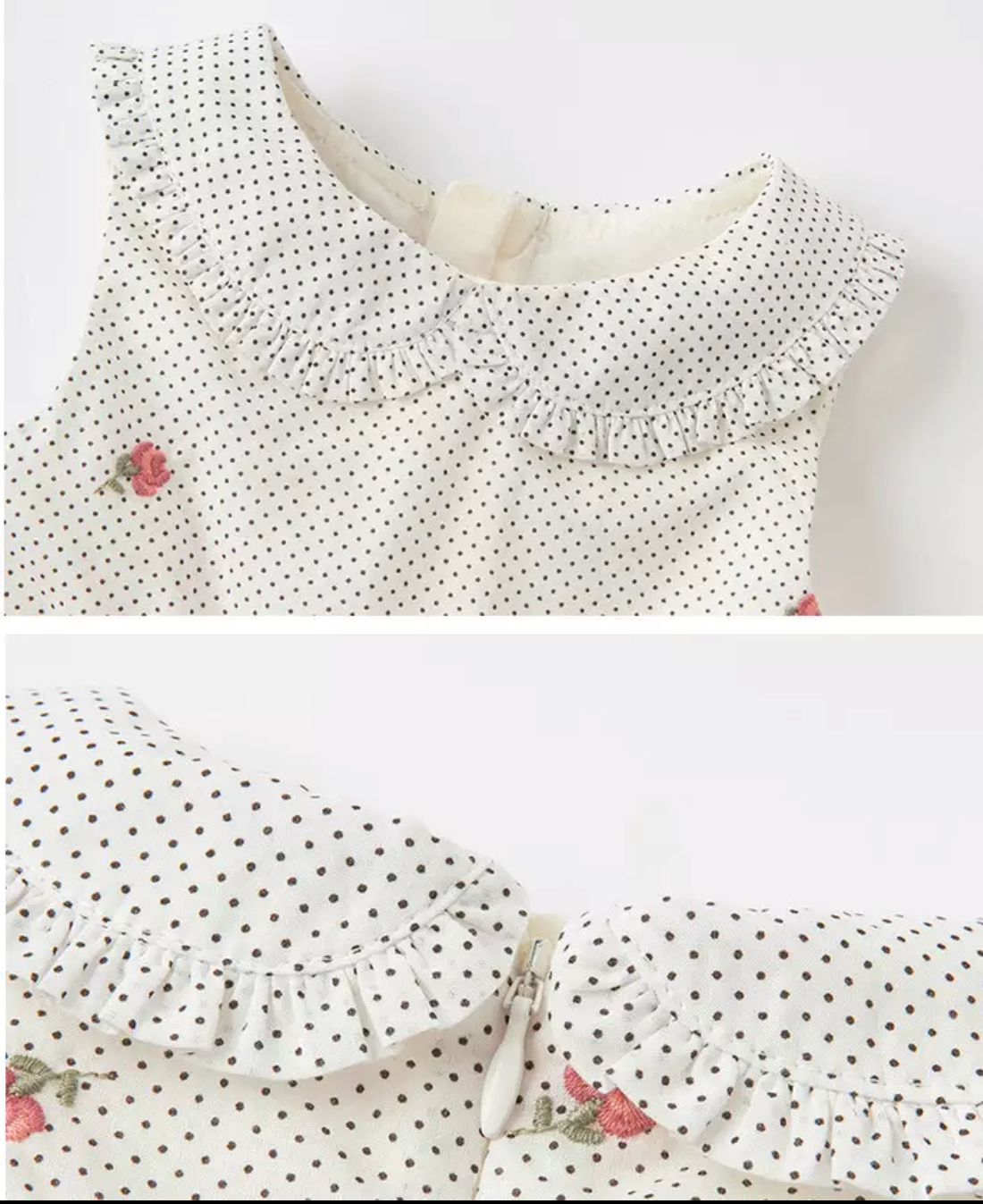 Robe à pois avec broderie Florale -robes et ensembles pour filles, bébés et garcons - MALOBY