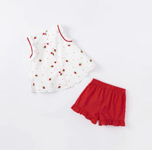 Charger l&#39;image dans la galerie, Ensemble Blouse et Short imprimé petites fraises -robes et ensembles pour filles, bébés et garcons - MALOBY
