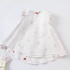 Ensemble Blouse et Short imprimé petites fraises -robes et ensembles pour filles, bébés et garcons - MALOBY