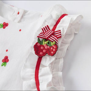 Ensemble Blouse et Short imprimé petites fraises -robes et ensembles pour filles, bébés et garcons - MALOBY