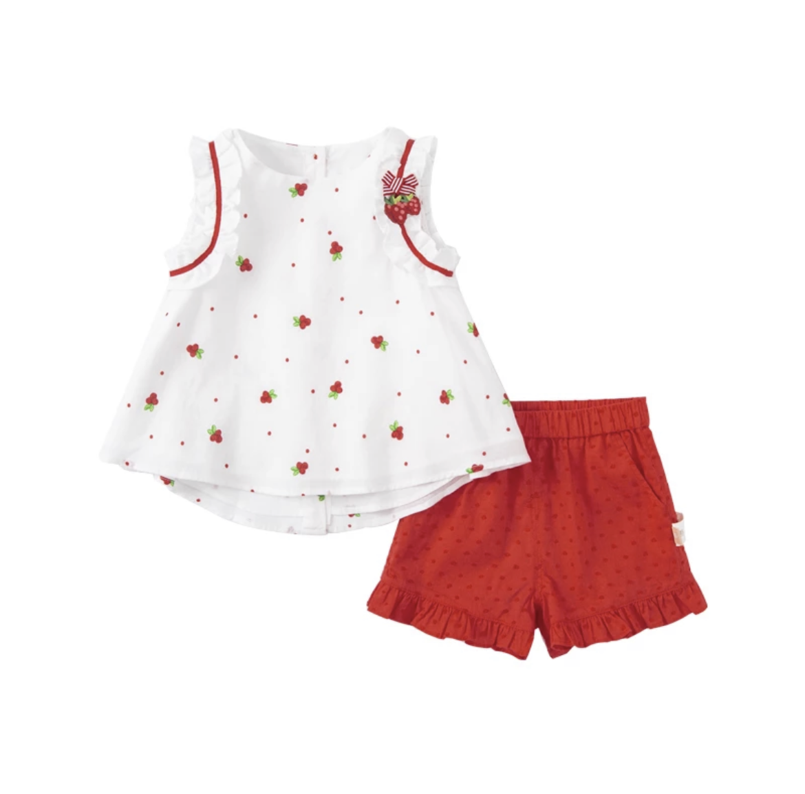 Ensemble Blouse et Short imprimé petites fraises -robes et ensembles pour filles, bébés et garcons - MALOBY