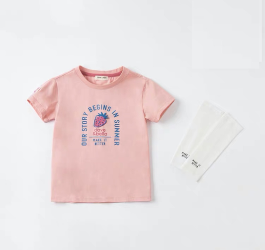 T-shirt deux saisons en pur coton- Fille -robes et ensembles pour filles, bébés et garcons - MALOBY