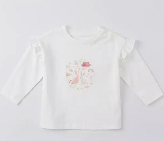 T-shirt bébé fille à manches longue- blanc -robes et ensembles pour filles, bébés et garcons - MALOBY