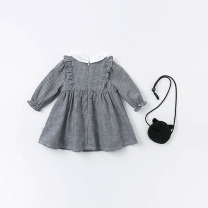 Robe à carreaux vichy fille manche longues -robes et ensembles pour filles, bébés et garcons - MALOBY