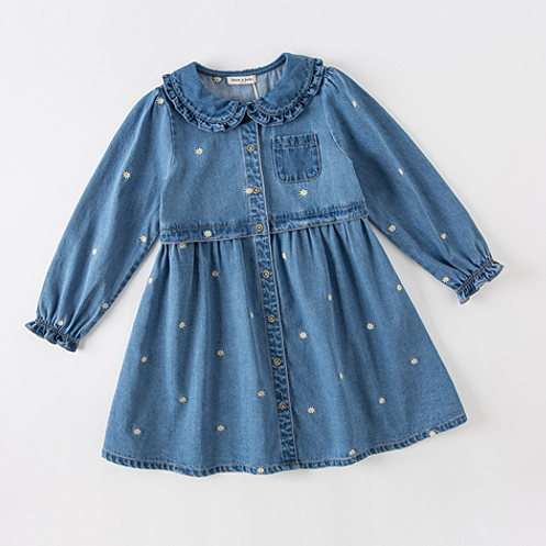 Robe en Jean manches longues-fille -robes et ensembles pour filles, bébés et garcons - MALOBY