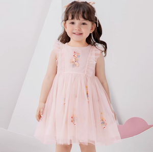 Robe a voile brodée-Rose -robes et ensembles pour filles, bébés et garcons - MALOBY